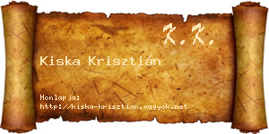 Kiska Krisztián névjegykártya